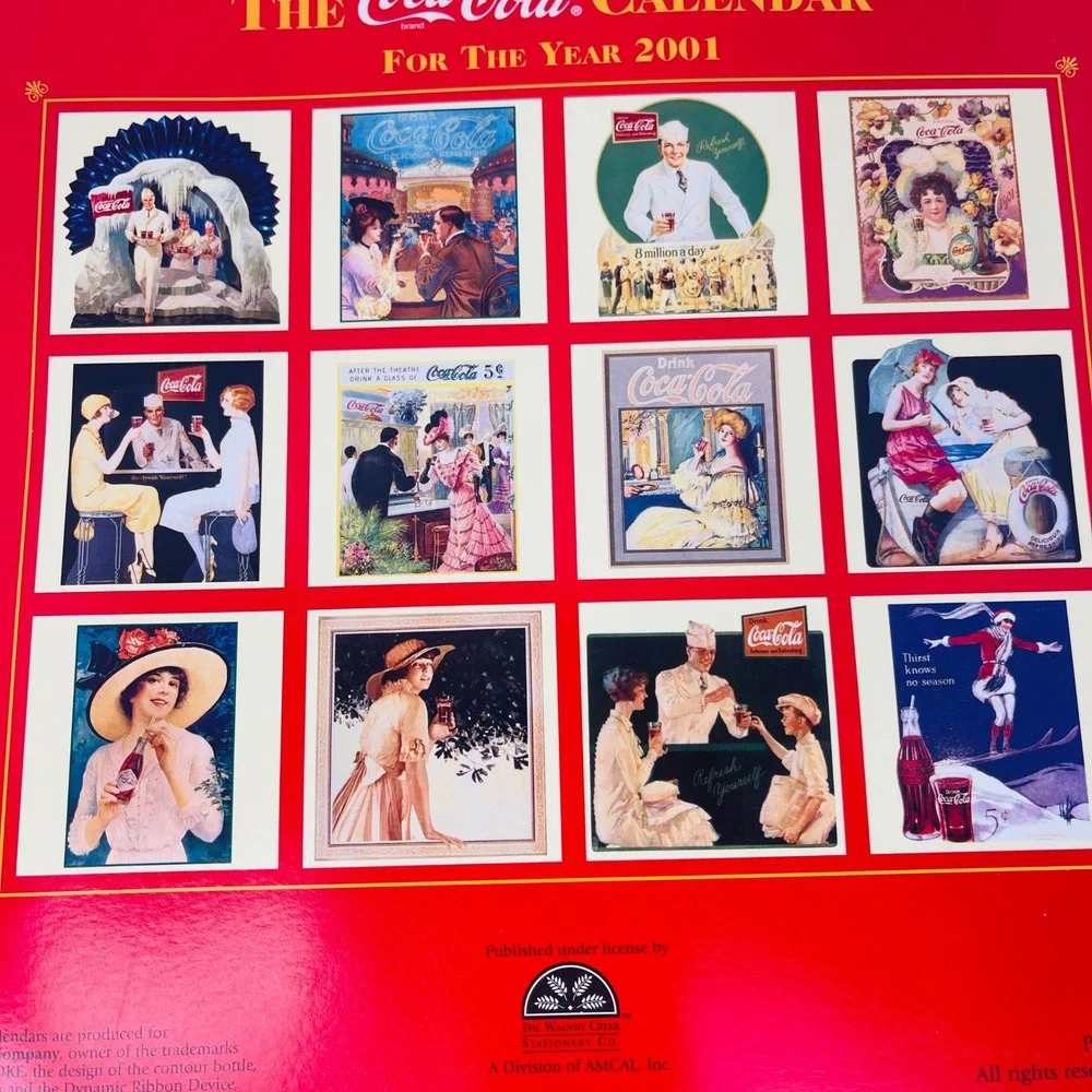 Coca-Cola Calendar 2001 Vintage Art Archives AMCAL Collectible Advertising Red